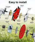 Installation steps for Steel Trimmer Head With 6 Blade Razors And 36 Tooth Brush Cutter Blade 65Mn Steel Includes Adapter Kits