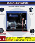 Heavy Duty 30 HP Rotary Screw Air Compressor With 123 CFM At 125 PSI, 460V 3 Phase 60 Hz Fixed Speed Workhorse Industrial Grade Air System view