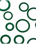 Green O-rings from the O Ring And Gasket Air Conditioning System Seal Kit 26738 For Auto A C Repairs DIY Friendly Pro Grade Durable