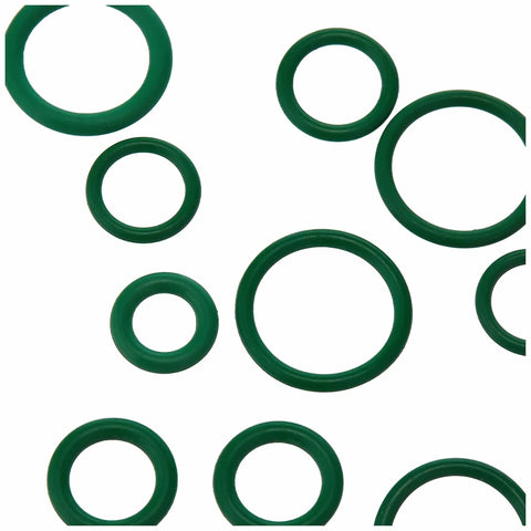 Green O-rings from the O Ring And Gasket Air Conditioning System Seal Kit 26738 For Auto A C Repairs DIY Friendly Pro Grade Durable