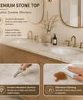 Lowkey Stunning 94 Inch Freestanding Double Sink Bathroom Vanity With Real Marble Top And Super Roomy Drawers For A Straight Up Clean Setup That Keeps Daily Essentials Well Organized showcasing premium scratch-resistant marble top.