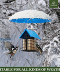 Weather Guard Dome Cover For Hanging Bird Feeders Rainproof And Easy To Clean 11.5 Inch Wide Shield Keeps Seeds Dry And Rot Free Durable Plastic Protection Against Rain Snow Debris Blue
