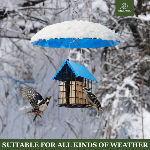 Weather Guard Dome Cover For Hanging Bird Feeders Rainproof And Easy To Clean 11.5 Inch Wide Shield Keeps Seeds Dry And Rot Free Durable Plastic Protection Against Rain Snow Debris Blue