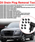 Heavy Duty Car Engine Oil Pan Drain Plug 06L103801 With Removal Tool Repair Kit For VW Audi TSI Engines Golf GTI Passat Tiguan A3 A4 Q5 And More Awesome 11 Pack Set, black plastic plugs and removal tool