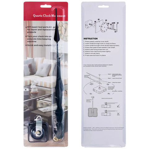 Beefed Up High Torque Quartz Clock Movement Replacement With Hands Spade Long 12 Inch DIY Clock Mechanism Long Shaft 23mm 11.7mm Thread Jump Second Movement For 4 To 8mm Thick Clock Pan Durable Timekeeping Upgrade