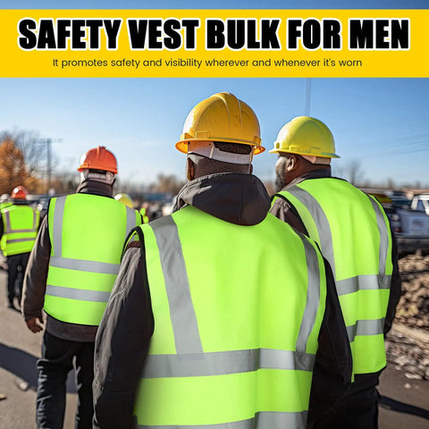 Straight Up Heavy Duty Reflective Safety Vests Bulk 100 Pack With Zipper And Utility Pockets Fluorescent Green High Visibility Work Gear For Men And Women Universal Fit Road Hustle