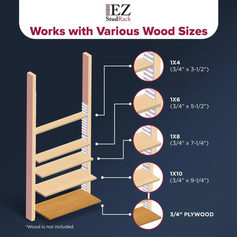 Made In USA Eight Pack Adjustable Shelf Brackets For One Row Storage Built For DIY Shelves You Supply The Wood For A Custom Fit