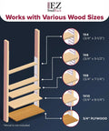 Diagram showing wall mount shelf brackets with various wood size options, Wall Mount Shelf Brackets White Pack Of 32 Brackets 16 Pairs For Floating Shelves Heavy Duty Space Saving Hardware Supports Your Wood Three Quarter Inch Wood Not Included Ideal For Home Garage Workshop Do It Yourself Setup.