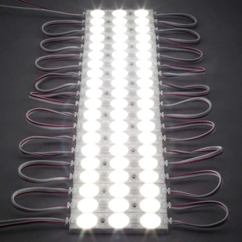 200 Pack DC12V White 6500K 3 LED Sign Module Back Light for Letter Signs and Advertising Displays Waterproof with Sticky Adhesive Back