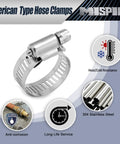 Front view of stainless steel hose clamp, 6–12 mm range, 25-pack, perforated worm-gear clamp