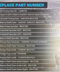 List of replace part numbers for 2.4L Ecotec Timing Chain Kit with chain guide tensioner sprockets for GM engine.