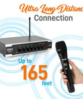 Portable UHF Wireless Microphone System With Battery Power, Dual Handheld Mics, Receiver Base, Ultra Long Distance Connection
