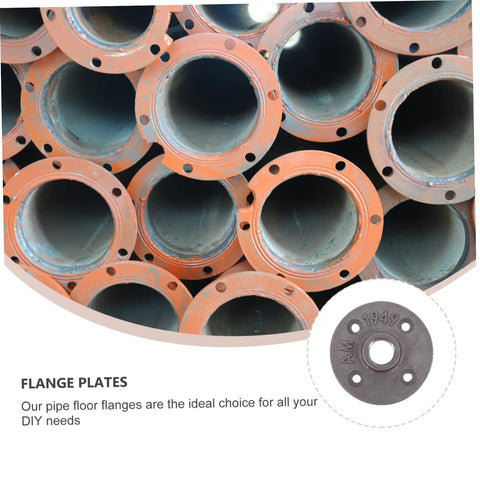 Stack of Four Pack Built Tough Malleable Iron Floor Flanges For Vintage Industrial Pipe Shelf Brackets Heavy Duty Cast Iron Fittings