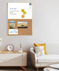 Cork Board Whiteboard Combo with Magnetic Dry Erase Surface and Gold Frame, 24 by 18 Inch, on home office wall