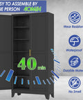 Heavy Duty Metal Garage Storage Cabinet With Two Doors And Five Adjustable Shelves, 75 Inch H X 36 Inch W X 18 Inch D, Steel Tool Cabinet For Home Office Garage Warehouse, Black, open front view