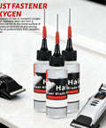 Two Pack Hair Clipper Oil Lubricant For Clippers And Trimmers, bottles on table with clippers, Smooth Glide Formula Keeps Blades Moving