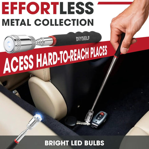 Telescoping Magnetic Pickup Tool With LED Flashlight Flexible Extendable Magnet Stick For Auto Mechanics And Home DIY Grab Small Parts In Tight Spaces Includes Inspection Mirror Cool Handy Gadget For Men Gift For Him