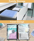 Bulk Pack 100 Count 10 By 13 Inch Frosted Zipper Plastic Bags For Clothing With Vent Holes in dresser and suitcase storage.