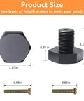 Six Piece Aluminum Hex Knob Set For Cabinets Black Brushed Finish With Single Hole Drawer Handles For Kitchen Cabinets Bathroom Dresser Shoe Wardrobe Hardware Upgrade Your Look With Grippy Comfort 1.18 Inch Diameter Rddconkit with dimensions and screw length shown.