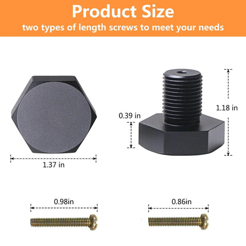 Six Piece Aluminum Hex Knob Set For Cabinets Black Brushed Finish With Single Hole Drawer Handles For Kitchen Cabinets Bathroom Dresser Shoe Wardrobe Hardware Upgrade Your Look With Grippy Comfort 1.18 Inch Diameter Rddconkit with dimensions and screw length shown.