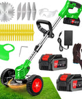 Compact 21V Cordless Weed Wacker With 3 In 1 Trimmer System and accessories on grass