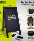 Double Sided Magnetic A Frame Chalkboard Sign Extra Large 20 By 40 Inch Sandwich Board with accessories shown.