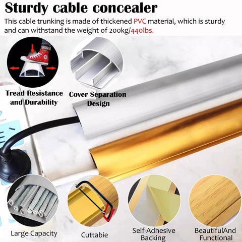 Wood Grain Self Adhesive Cable Management Channel PVC Raceway Cord Protector 10 Pack showing durability and features