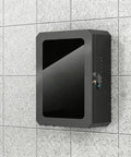 All Weather EV Charger Outdoor Enclosure Beefy Steel Wall Charging Station Box featuring rugged tempered glass on wall.