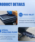 High Performance Portable Mortar Sprayer Machine For Automatic Wall Rendering And Stucco Plastering Works Cement Equipment For Construction Industry Applications Feed inlet and spiral pump details.