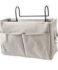 Cotton Linen Nightstand Hanging Bag With Metal Bracket And Multiple Pockets For Bunk Beds Dorm Rooms Kitchen Cabinets And Wardrobes