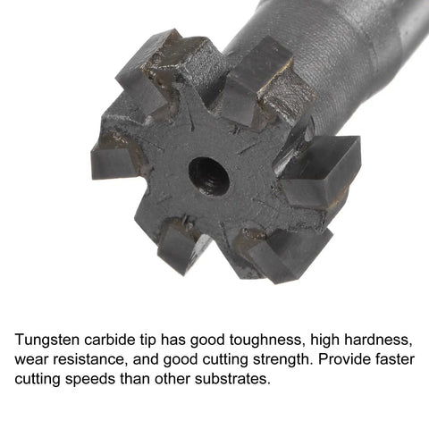 Go To T Slot Milling Cutter 20mm Diameter, 6mm Depth, 12mm Shank, Tungsten Carbide Tip, 6 Flutes, end view detail