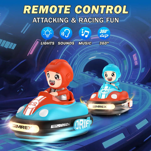 Two Player RC Bumper Cars Set For Kids 3 And Up With Remote Control Battle Cars LED Lights Music And Sound Indoor Play Party Gift Toys For Boys And Girls Super Fun Sibling Rivalry Battle