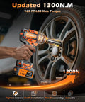 Half Inch Cordless Impact Wrench 1300 Nm High Torque Brushless Beast With Dual 4Ah Batteries loosening car wheel lug nut