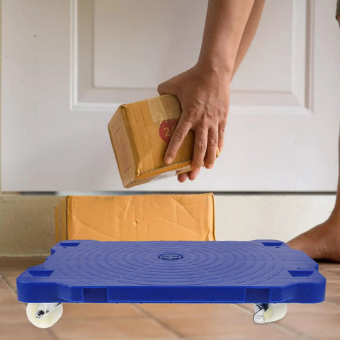 Heavy Duty Push Cart Dolly Handling Eighty Kilograms With Smooth Rolling Four Wheel Swivel And Portable Blue Nylon Platform Truck Built Tough To Make Heavy Lifting A Breeze At Home
