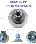 Round Swivel Fixture Hanger Cover For Electrical Boxes Fits 1/2 Inch And 3/4 Inch Threaded Nipples And Conduit, 4 Inch View