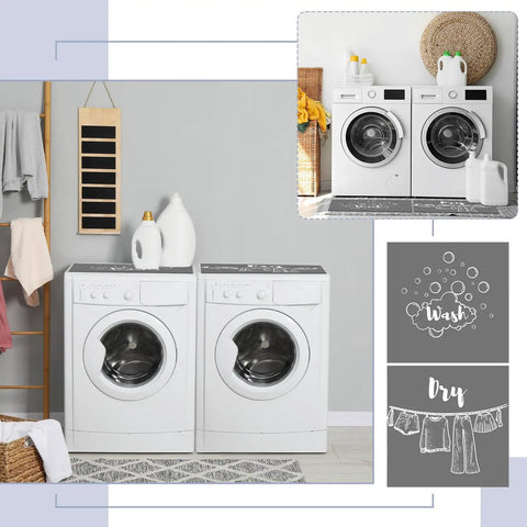 No Sweat Washer And Dryer Top Protector Covers 2 Pack Non Slip Absorbent Dust Proof Laundry Room Mats on appliances.