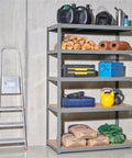 Heavy Duty 5 Tier Galvanized Steel Garage Shelving Unit With 2000 Lb Per Bay Capacity, 400 Lb Per Shelf, Boltless Assembly