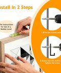 Hands using a bubble level to install Built Tough Heavy Duty Zinc Alloy Drywall Anchors With Self Drilling Screws on a wall.