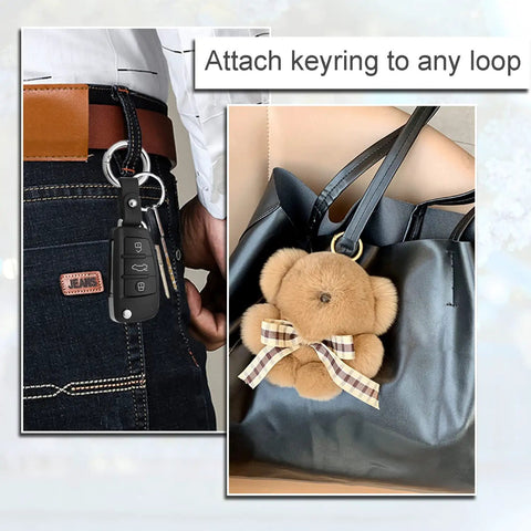 12 Pack 1 Inch Spring O Ring Clip Keychain Carabiner Set for key attachment on belt and purse with teddy charm