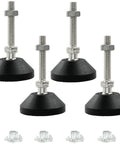 Heavy Duty M8 Thread Leveling Feet Four Pack Featuring A Wide Fifty Millimeter Base And Badass Eighty Millimeter Height. Four leveling feet with metal threads.