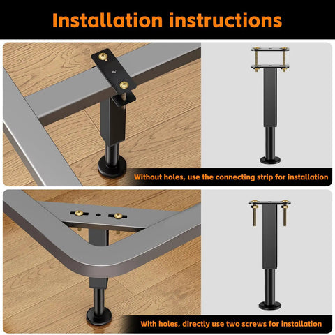 Installation instructions for Heavy Duty Adjustable Bed Support Legs Stop Wobbly Frames Dead In Their Tracks And Silence Nasty Creaks On Queen Or King Beds.
