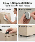 Easy installation steps for Peel And Stick Caster Wheels For Couches And Coffee Makers 360 Smooth Swivel Silent Rollers In Black.