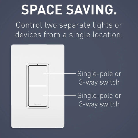 Radiant 15 Amp 2 In 1 Decorator Rocker Light Switch With Two 3 Way Switches White Wall Switch Combination image
