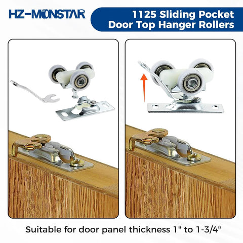 2 Pack Sliding Pocket Door Hardware Kit With Top Hanger Rollers And Wheels Compatible With Johnson 1125 And 1500 Hardware Kits