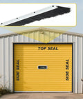 Heavy Duty Roll Up Garage Door Brush Seal 10 Foot Weather Stripping with nylon bristles shown on a yellow garage door.