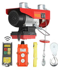 650 Watt Electric Cable Hoist 660 Lbs Capacity With Wireless Remote Control and Towing Sling showing motor, control unit, and accessories.