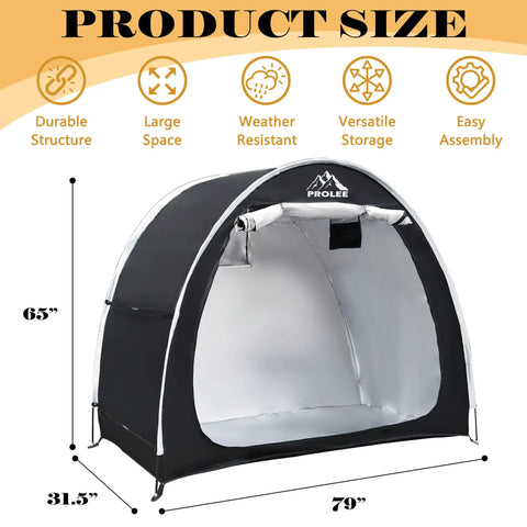 Waterproof Bike Shed Tent For Two Bikes, 6.6Ft Outdoor Storage With Window Design, Oxford Fabric Shelter For Rain, Snow, And Sun shown