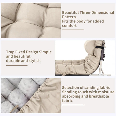 Outdoor Chaise Lounge Cushion Set 66 By 21 By 4 Inch Waterproof And Fade Resistant, light beige, close-up texture and design