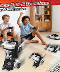 Kids playing with Cybertruck RC Toy Car For Kids 2 In 1 Vehicle With 2.4GHz Remote Lights Dual Batteries 360 Degree Rotation And Drift