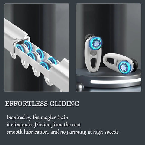 Top Notch White Curtain Track System For Wall Or Ceiling Mount Featuring Ultra Silent Nano Rollers And Smooth Gliding Runners Perfect Easy Install Home Décor Upgrade With Durable Aluminum Build And Complete End Cap Kit Included For Total Room Elegance, white aluminum track with nano rollers